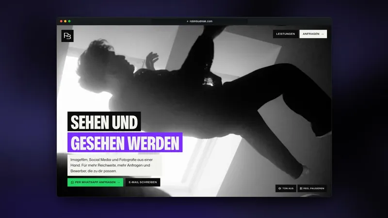 Die Startseite von robinbudniak.com mit der Überschrift Sehen und gesehen werden